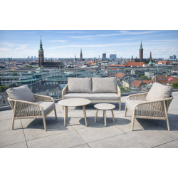 Stilrent Bibbi lounges�t til terrassen � 5 personer, inkl. 2 sofaborde og all-weather hynder