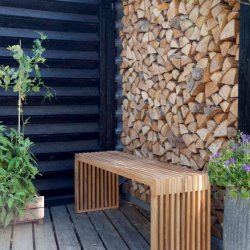 Ribbnk guld teak L: 104xB35xH43cm