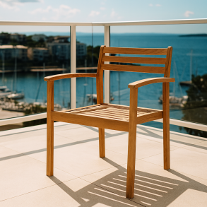 Gold teak stol. Let og elegant, men stadig meget robust. Model Rosenholm