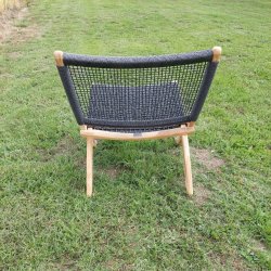 Foldbar loungestol i teaktr og UV-beskyttet polyrattan - Model: Johanna