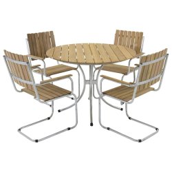 Perfekt terrassest til 4 personer i goldteak og stl. Model: Holmsund