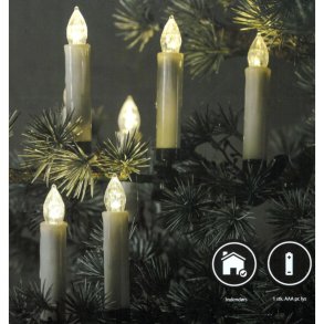 Trdlse Juletrslys 10 stk. - med fjernbetjening. 