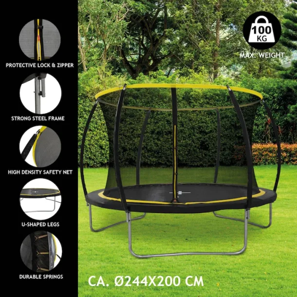 B�rnetrampolin med beskyttelsesnet. PERFEKT TIL B�RNENES LEG I HAVEN!!