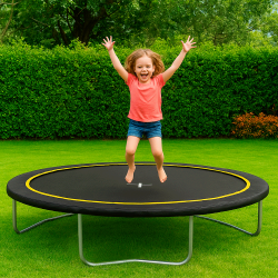 Brnetrampolin med beskyttelsesnet. PERFEKT TIL BRNENES LEG I HAVEN!!