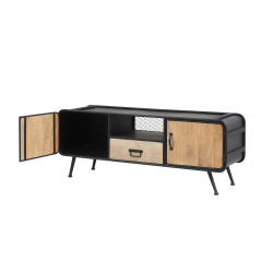 Barolo TV-bokhylla - med tv drrar, en lda och en hylla