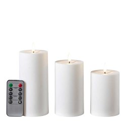 Udend�rs hvide LED bloklys 3 stk. Kommer med fjernbetjening