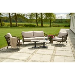 Rundt vedligeholdelsesfrit havebord med sten look bordplade - vlg strrelse Model: Hector