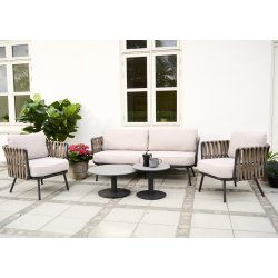 Rundt vedligeholdelsesfrit havebord med sten look bordplade - vlg strrelse Model: Hector