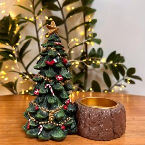 Hyggelig juletrslysestage til bloklys - Dia. 5 cm