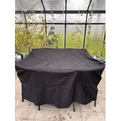 100% Vandtt overtrk sort til bord + 4-6 stole i UV-beskyttet polyester - 155x120x84 cm