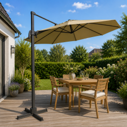 Bilbao lux H�ngparasoll �: 3,5 med tilt och roterande fot mot l�gt h�ngande sol. 100% vattent�t