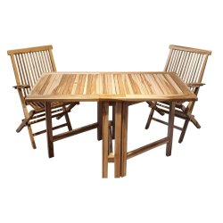 Foldbart cafset i silverteak til to personer - Model: Mondena