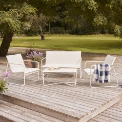 Vedligeholdelsesfrit loungest Theodor med 2-personers sofa, sofabord og 2 stole