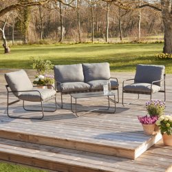 Vedligeholdelsesfrit loungest Theodor med 2-personers sofa, sofabord og 2 stole