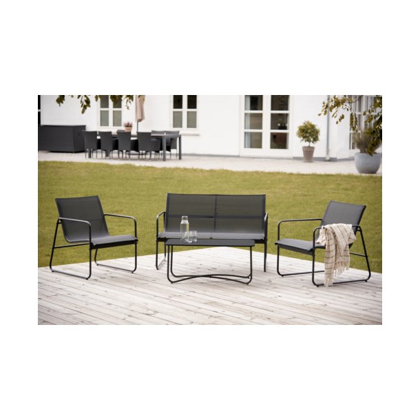 Vedligeholdelsesfrit loungest Theodor med 2-personers sofa, sofabord og 2 stole