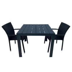 Vedligeholdelsesfrit smt terrassest med to stabelstole