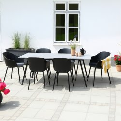 Vera Havem�bels�t. best�ende af bord + 6 stk. stole med h�j komfort - Ingen vedligeholdelse!