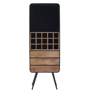 Barolo vin reol med 3 skuffer og glasophng