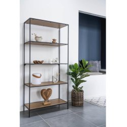 Reol med sort stel og 5 hyllor - vlg farve