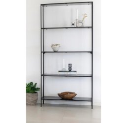 Reol med sort stel og 5 hyllor - vlg farve