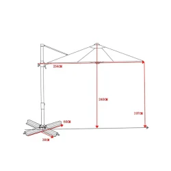 Runt hngparasoll med vev, lutningsfunktion och rotationssystem, 3M - Modell: Lars - Vlj frg