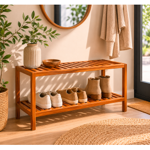 Tokyo skoreol i akacietr� med to hylder - H40xB65xD35 cm