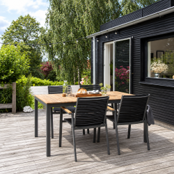 Verona staplingsstol med armst�d i teak - svart