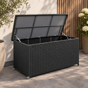 100 % vandt�t XL hyndeboks 160x75 Sort UV-beskyttet Polyrattan og alu stel. inkl. vandt�t inderpose 