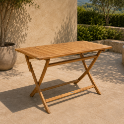 Lili Havem�bels�t � Gold Teak Bord &amp; 4 UV-Beskyttede Stabelstole Cappuccino farvet