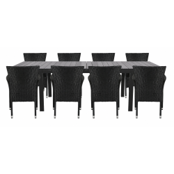Underh�llsfritt tr�dg�rdsset 8 stolar och bord med utdrag - Gr�