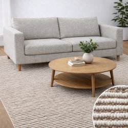 Avadi h�ndv�vet t�ppe i natur/r�hvid (200x300cm)