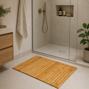 Naturlig badem�tte i bambus 40x60 cm - Foldbar og pladsbesparende 