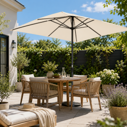 Robust Girona parasol med aluminiumsstel og praktisk hejs - 3x3 meter - F�s i flere farver