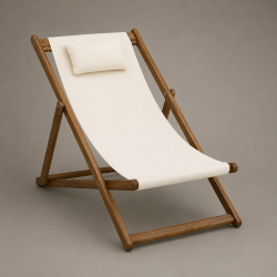 Sammenklappelig strandstol i akacietr� og kanvas med flytbar nakkepude - 56,5x97x87 cm - F�s i flere farver