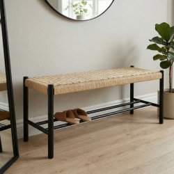 B�nk i sort egetr� og natur flet 120x35x45 cm. MODERNE B�NK I SORT EGETR�