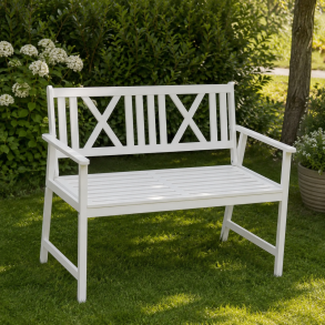 Haveb�nk 2 -pers. model Carlo fra Dacore - Akacietr� - Hvid - 113x58x89 - KVALITETS B�NK FRA DACORE!