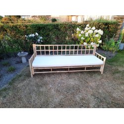 Kvalitets Bambussofa 3 pers. 180 cm. med lkker vaskbar hynde i natur kanvas med lynls.