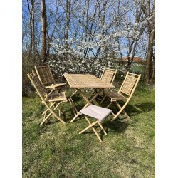 Elegant Bambusst med Bord og 4 Stole - Skab Dit Drmme spisebordsst