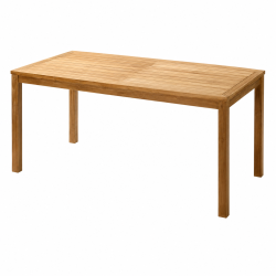 Oline havem�bels�t - Massivt Kronborg teakbord &amp; 4 stilrene og cappuccinofarvede Era stabelstole