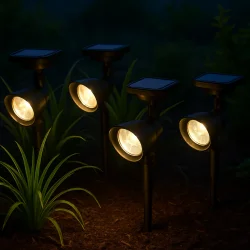 4 stk. Solcelle bedlygte i sort plast, 13x8,5x27 cm.