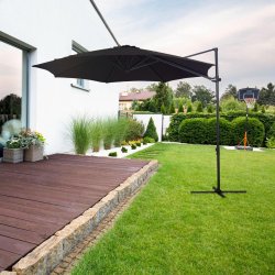 100% vandtt rund hngende parasol med krydsfod  - Model: Ulrik - 2,7M