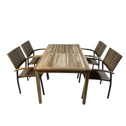 Havembelst med stabelstole i UV-beskyttet polyrattan - Model: Java/Era