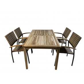 Havembelst med stabelstole i UV-beskyttet polyrattan - Model: Java/Era