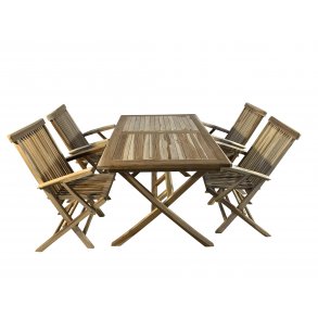 Rektangulrt foldebord med parasolhul  5 cm. inkl.  4 foldestole m/ armln - model: mondena