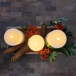 S�t af 3 LED lys i rillet m�nster inkl. fjernbetjening - F�s i flere farver!