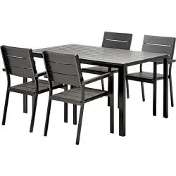 Skarpt sort havembelst med 4 kvalitets stabelstole med armln