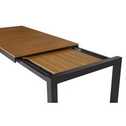Vedligeholdelsesfrit Lykke Havem�bels�t � Udtr�ksbord i Nonwood 205-275 cm + 6 Asta Stabelstole i Polyrattan