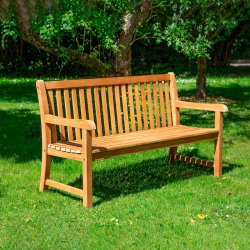 Bostonbnk i goldteak fr 3 personer