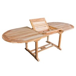 Silver teak st med 6 stole + bord 100x180-240 cm med tillgsplade. Jepara Teakst. 