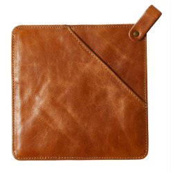 SMOOTH grydelap i lder m. lomme 20x20cm - Vlg farve!